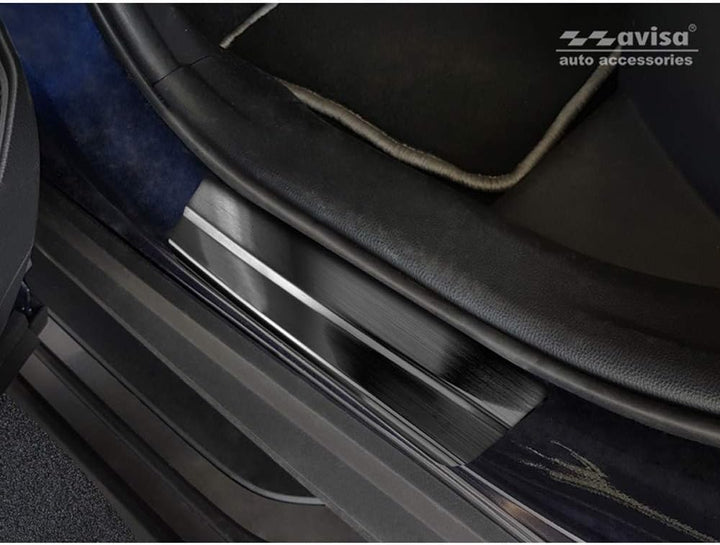 Black INOX Door sill Protectors Compatible with Toyota RAV4 (5th Gen.) 2018- & Suzuki Across 2020- -