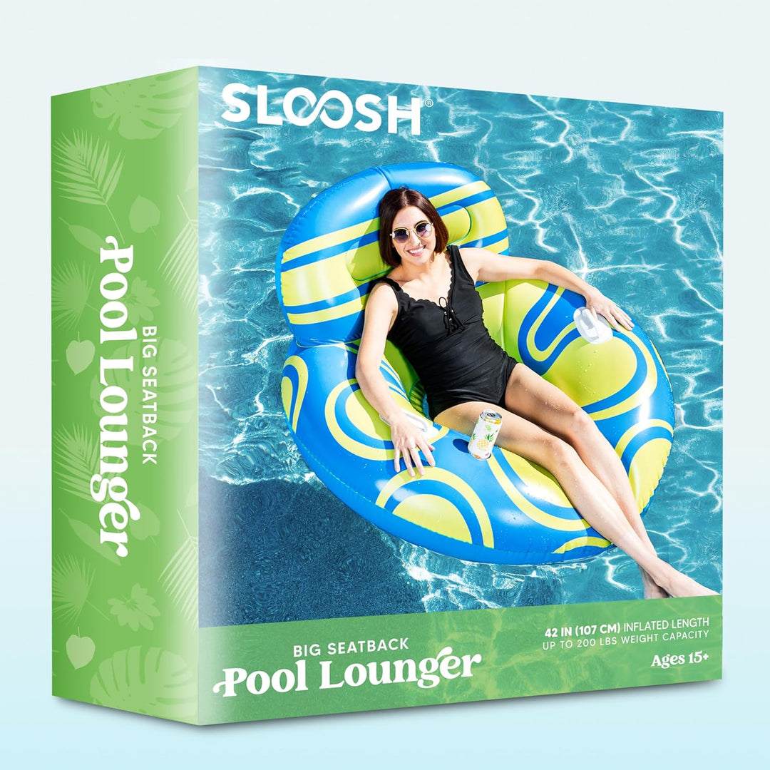 Sloosh aufblasbare Pool Float mit grosser Rückenlehne, Riesige Wasser Pool Luftmatratze Pool Schwimm