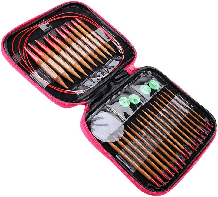 13 Paar Austauschbare Stricknadelset Bambus-Rundstricknadeln, Austauschbare Stricknadeln Aluminium R