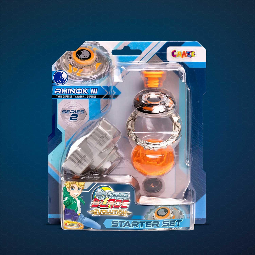CRAZE BLADE Kampfkreisel - Starter Set Evolution Rhinok - Kreisel Metall sehr robust mit Launcher &