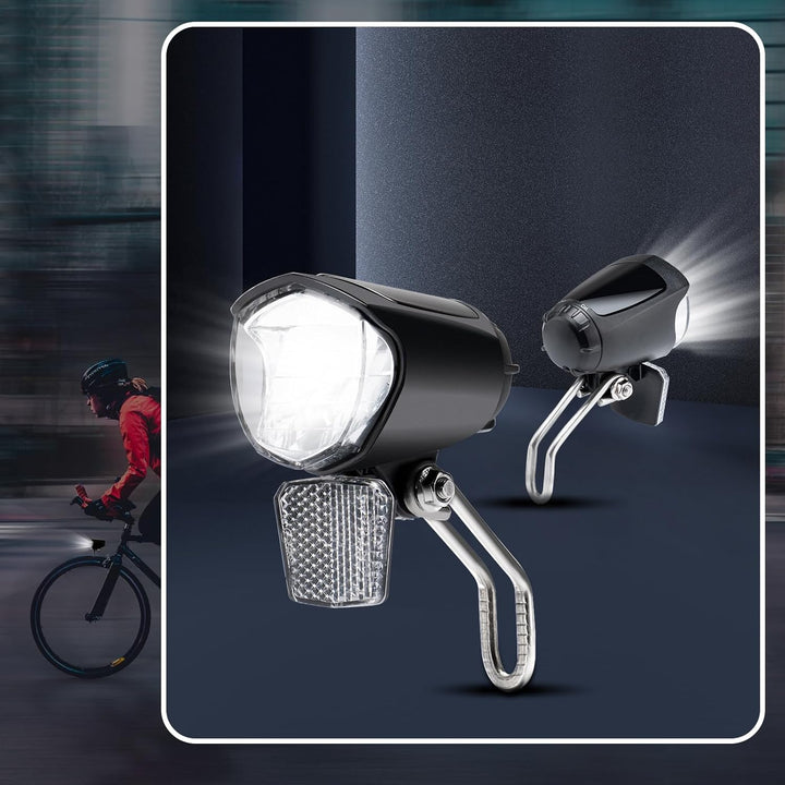 E-Bike Dynamo LED Fahrradlicht 30-100 LUX mit StVZO Zulassung - Fahrradlampe Frontlicht & Scheinwerf