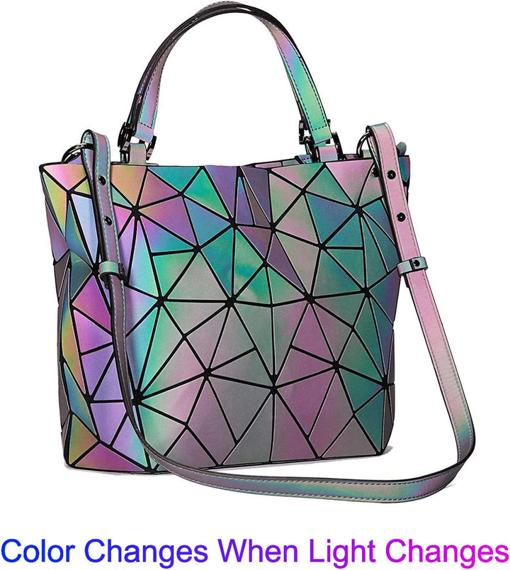 FZChenrry Geometrische Tasche Reflektierende Handtasche Damen Holographic Schultertasche Reflektiere