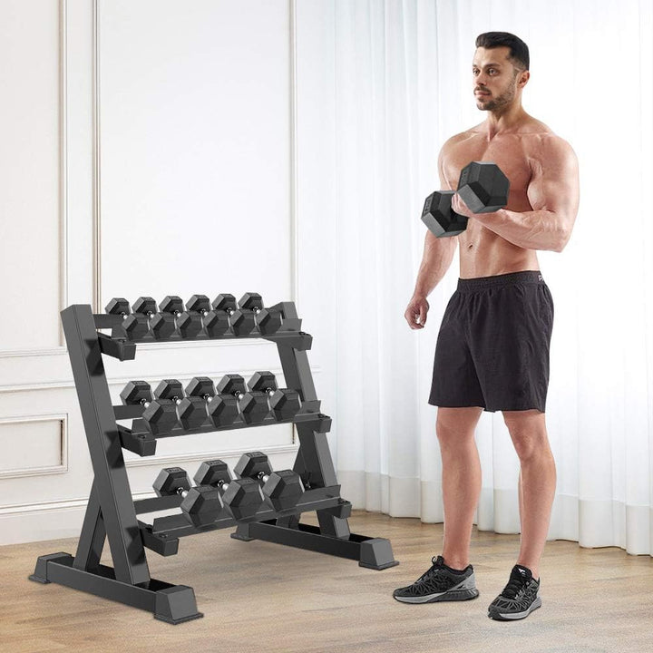 Dripex Kurzhantelständer Kurzhantelablage, Dumbbell Rack 3 Regale, Hantellagerung für Kurzhanteln Al