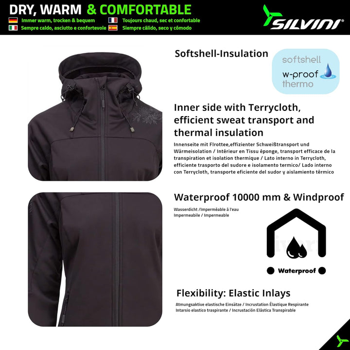 SILVINI Lano Damen Softshelljacke mit Kapuze Softshelljacke für Damen Softshelljacke Damen wasserdic