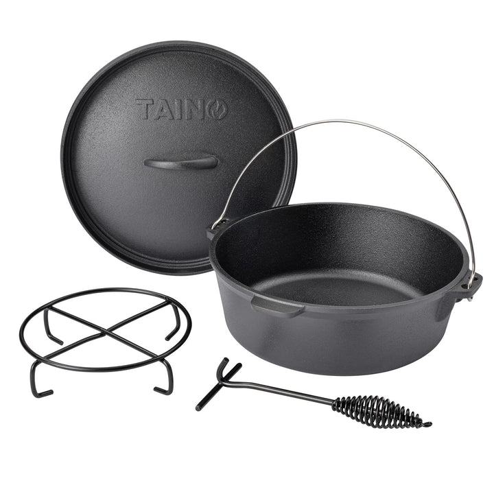 TAINO Dutch Oven Gusseisen-Topf Dopf Feuertopf Deckel-Heber Kochtopf (6 Liter), 6 Liter