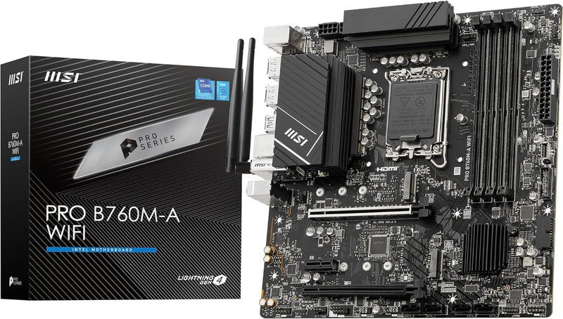 MSI PRO B760M-A WiFi Motherboard, Micro-ATX - Für Intel Core Prozessoren der 12. und 13. Generation,