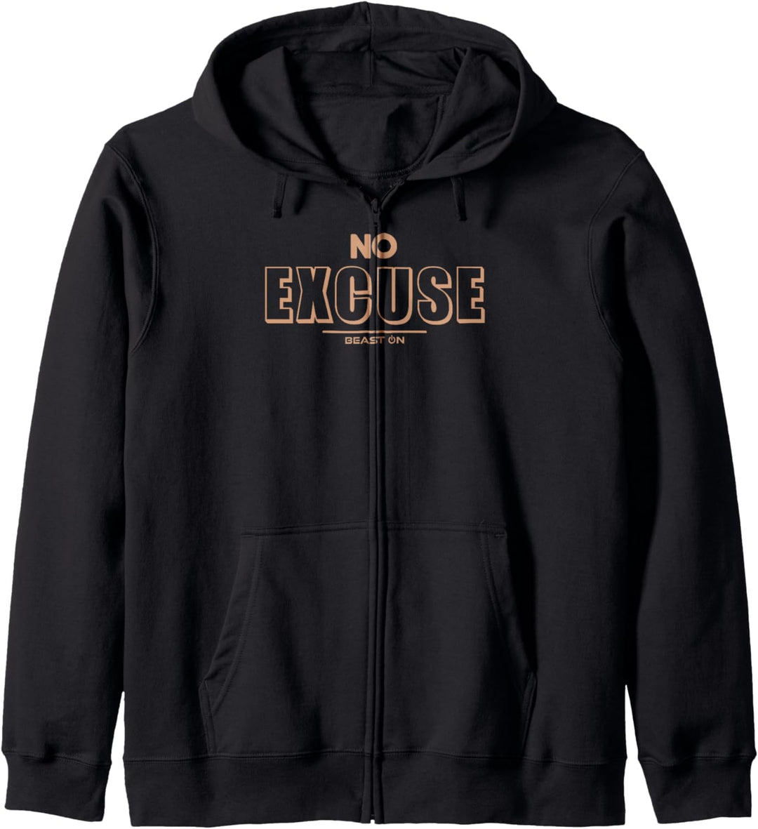 No Excuse Beige Bodybuilding Workout Gym Fitness Training Kapuzenjacke