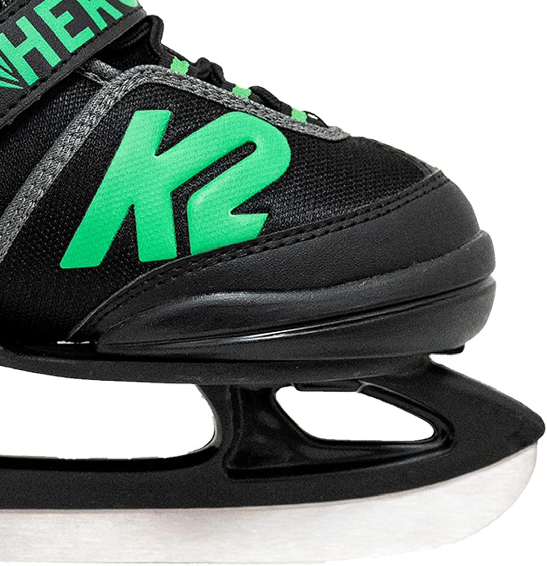 K2 Skates Jungen Schlittschuhe Hero Ice, black - green, 25D0601 S (EU: 29-34 / UK: 10-1 / US: 11-2)