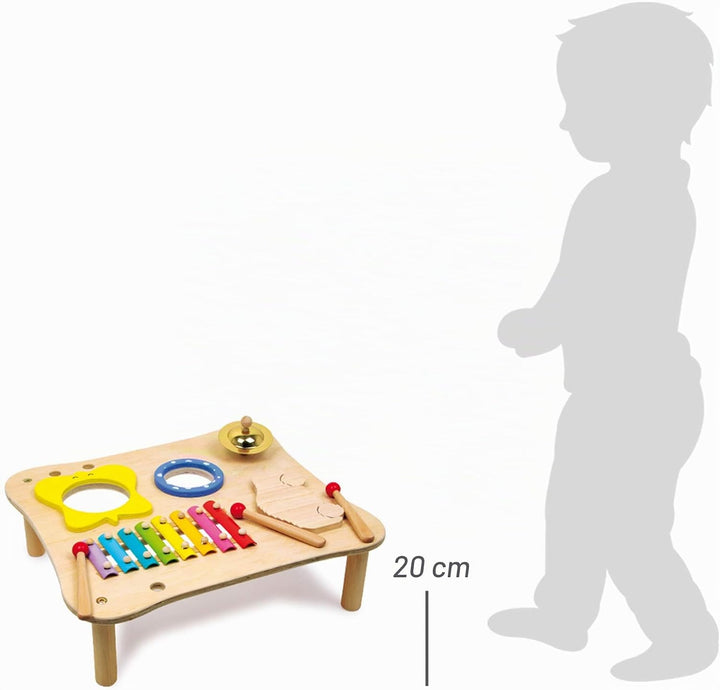 small foot 1166 Musiktisch aus Holz, inkl. Xylophon, Ratsche, Schelle, Trommel und Holzschlegl, ab 3
