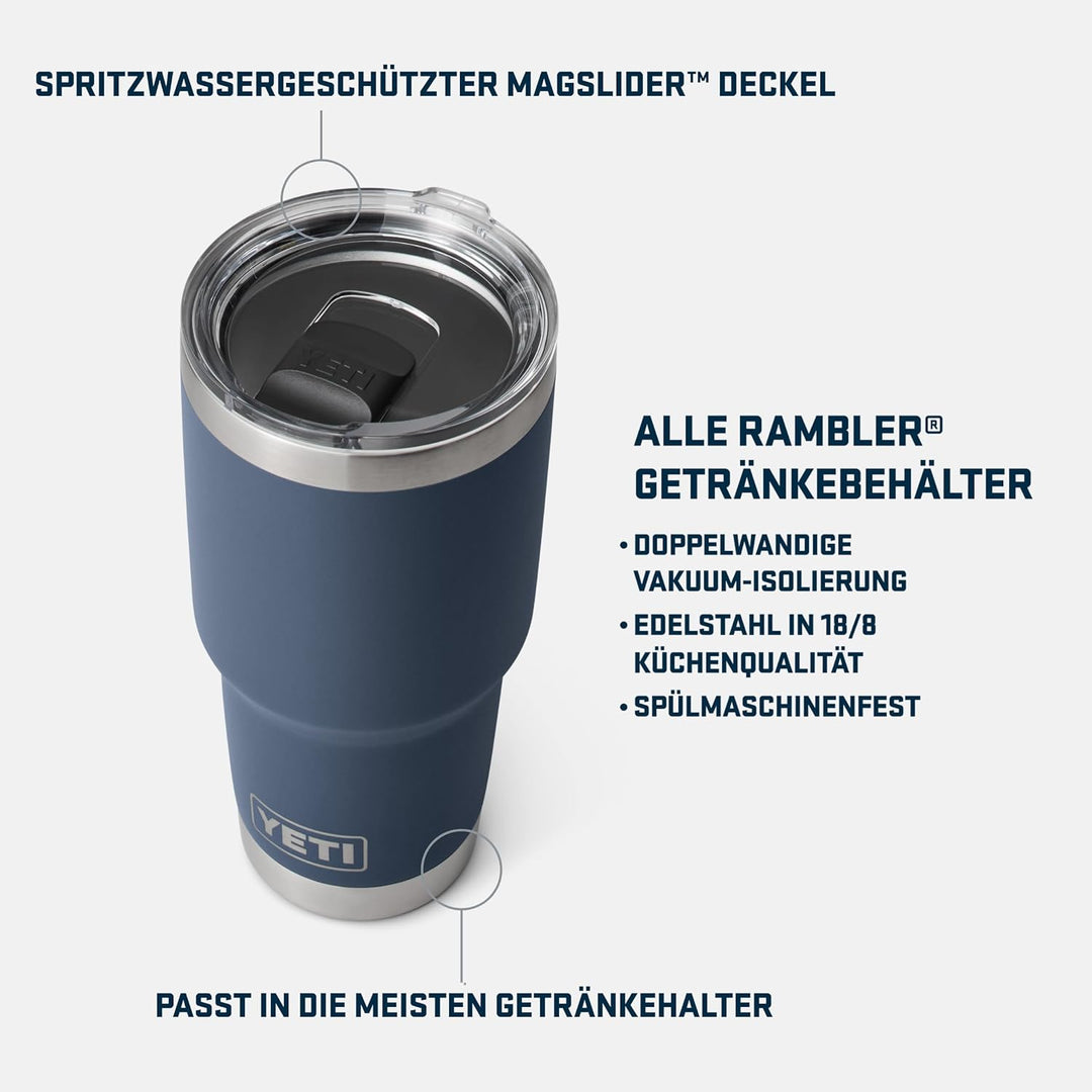 YETI Rambler, Edelstahl, Becher, Black, 30oz (887ml), Black