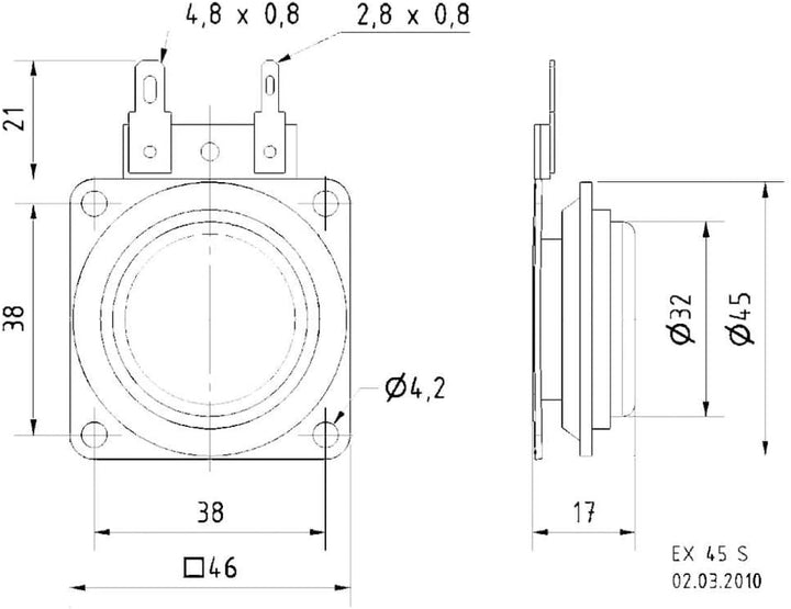 Visaton 4501 "Körperschallwandler EX 45 S - 8 Ohm Lautsprecher schwarz