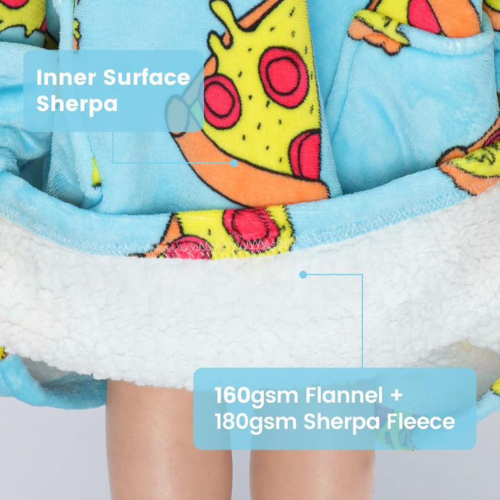 Wenlia Übergrosse Hoodie Blanket für Mädchen, Kinder Flanell Sweatshirt Decke Kuschelpullover, Einho