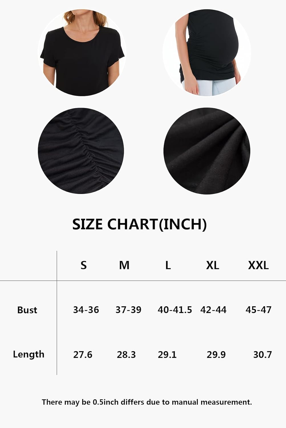 Smallshow Damen Umstandsmode Tops Seitlich Geraffte Schwangerschafts Umstandstop 3er Pack, M Armeegr