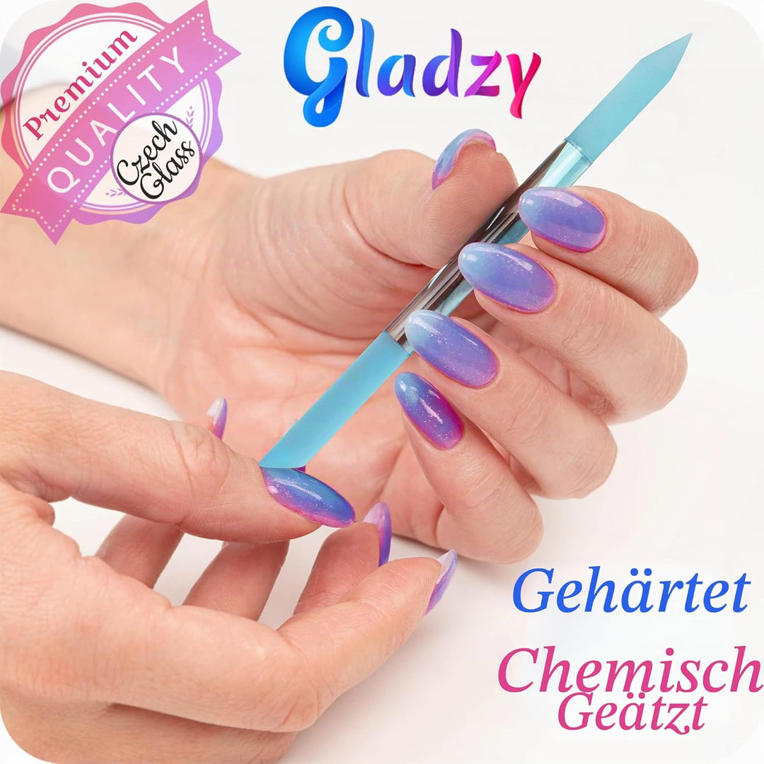Echtes Tschechisches Glasnagelfeilen Set – Hornhautentferner Fussraspel, Nagelhautschieber, Beidseit