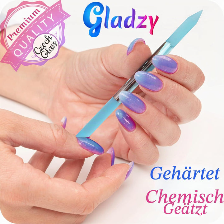Echtes Tschechisches Glasnagelfeilen Set – Hornhautentferner Fussraspel, Nagelhautschieber, Beidseit