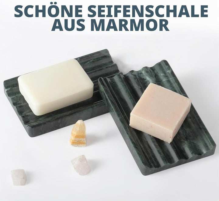 2 Stück Marmor Seifenschale, Seifenhalter mit Ablauf, Seifenablage Waschbecken, Kreative Seifenschal