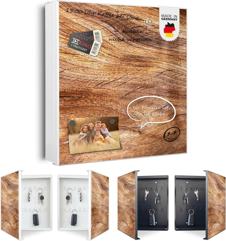 banjado Grosser Schlüsselkasten Glas - Schlüsselbox 30x30cm mit 50 Haken - Schlüsselkasten modern fü