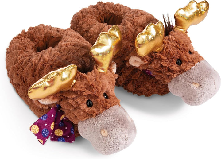 NICI 49336 Elch Thure Grösse 34-37 (M) braun-Nachhaltige warme Kuscheltier Hausschuhe für Jungen und