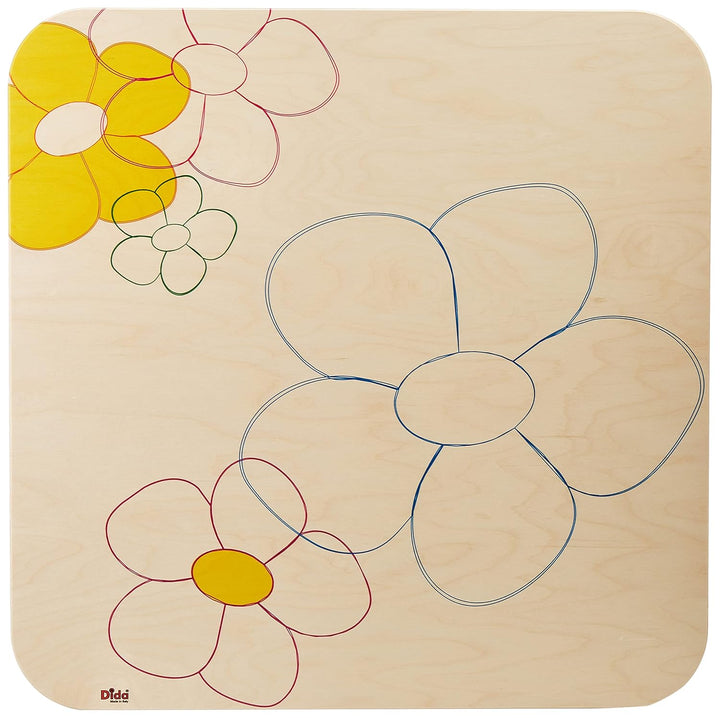 Dida - Quadratischer Holztisch für Kinder, Blumen-Design, Ideal für Kinderzimmer und Schulen, Perfek