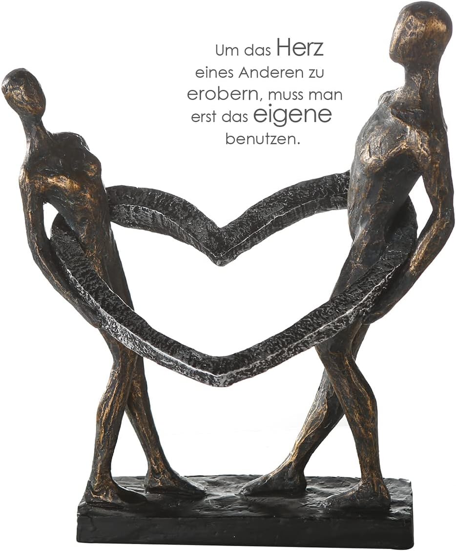 Casablanca - Deko Skulptur Figur Connected - aus Poly bronzefarbenes Paar H 31 cm Höhe 31 cm Bronzef