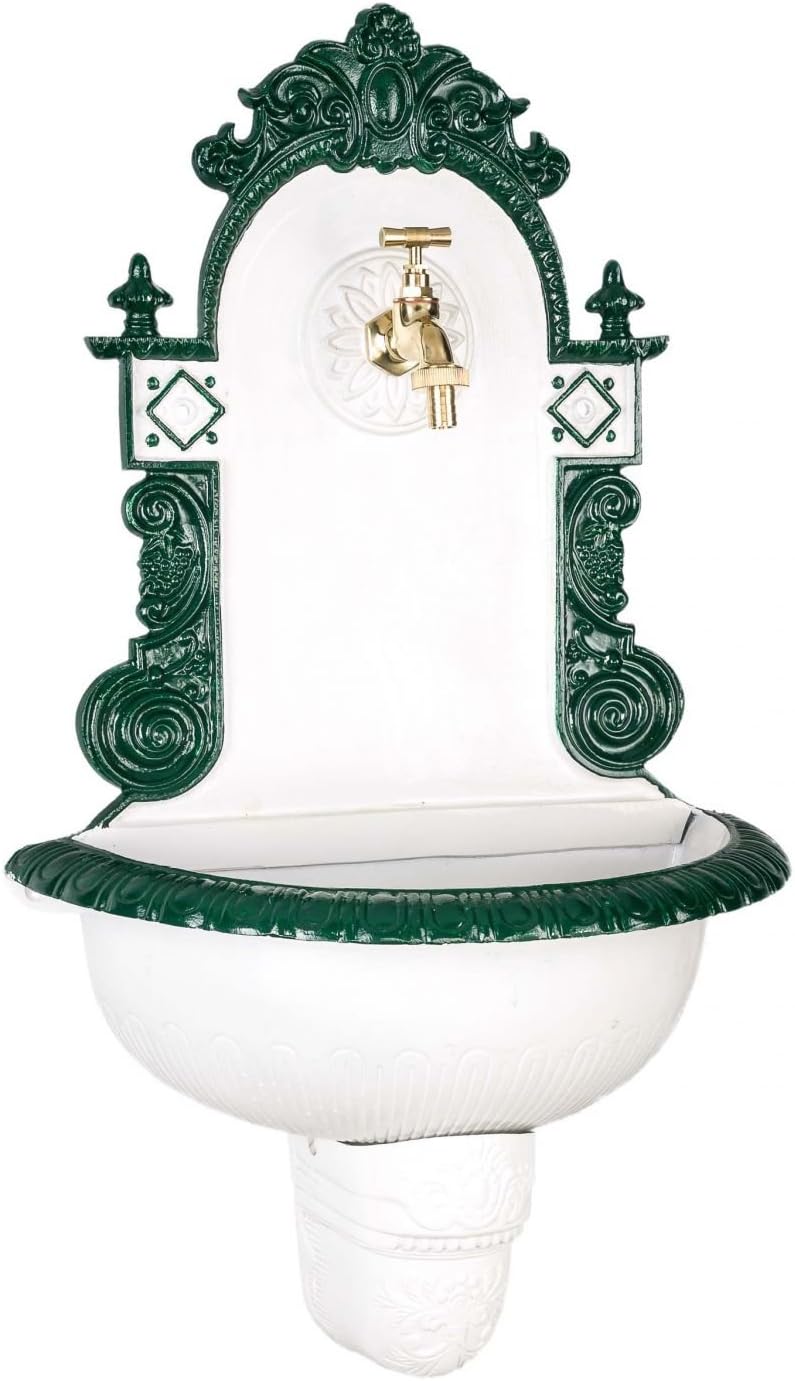 aubaho Nostalgie Waschbecken Brunnen Wandbrunnen 72cm Aluminium Garten Fountain