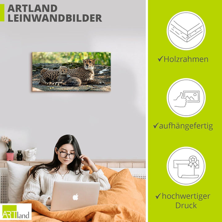 ARTland Leinwandbilder Wandbild Bild auf Leinwand 60 x 30 cm Wanddeko Afrika Natur Portrait Tiere Wi