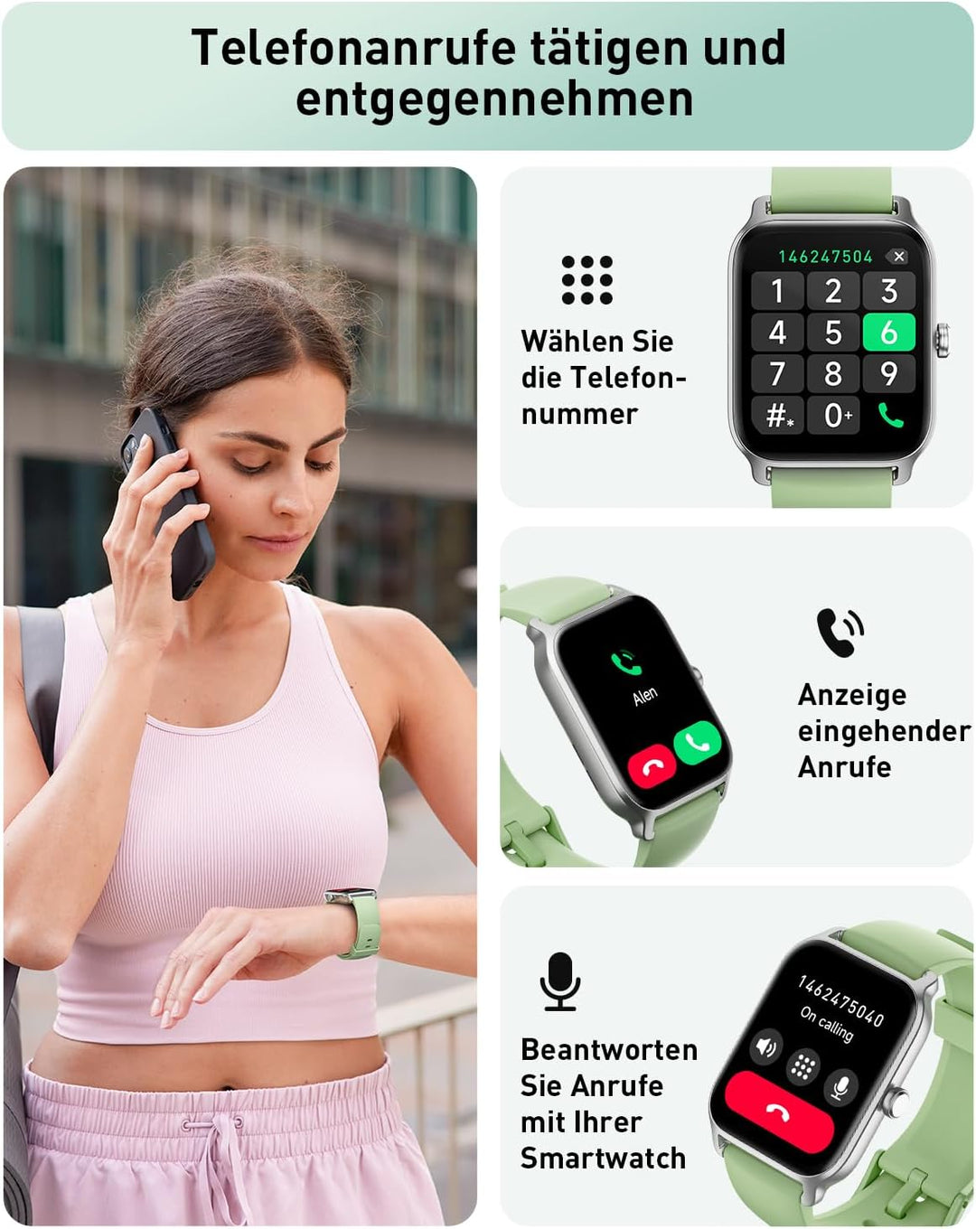 Gydom Smartwatch Damen mit Telefonfunktion 1.8" Alexa Integriert Fitnessuhr 100+ Sportmodi, Pulsmess