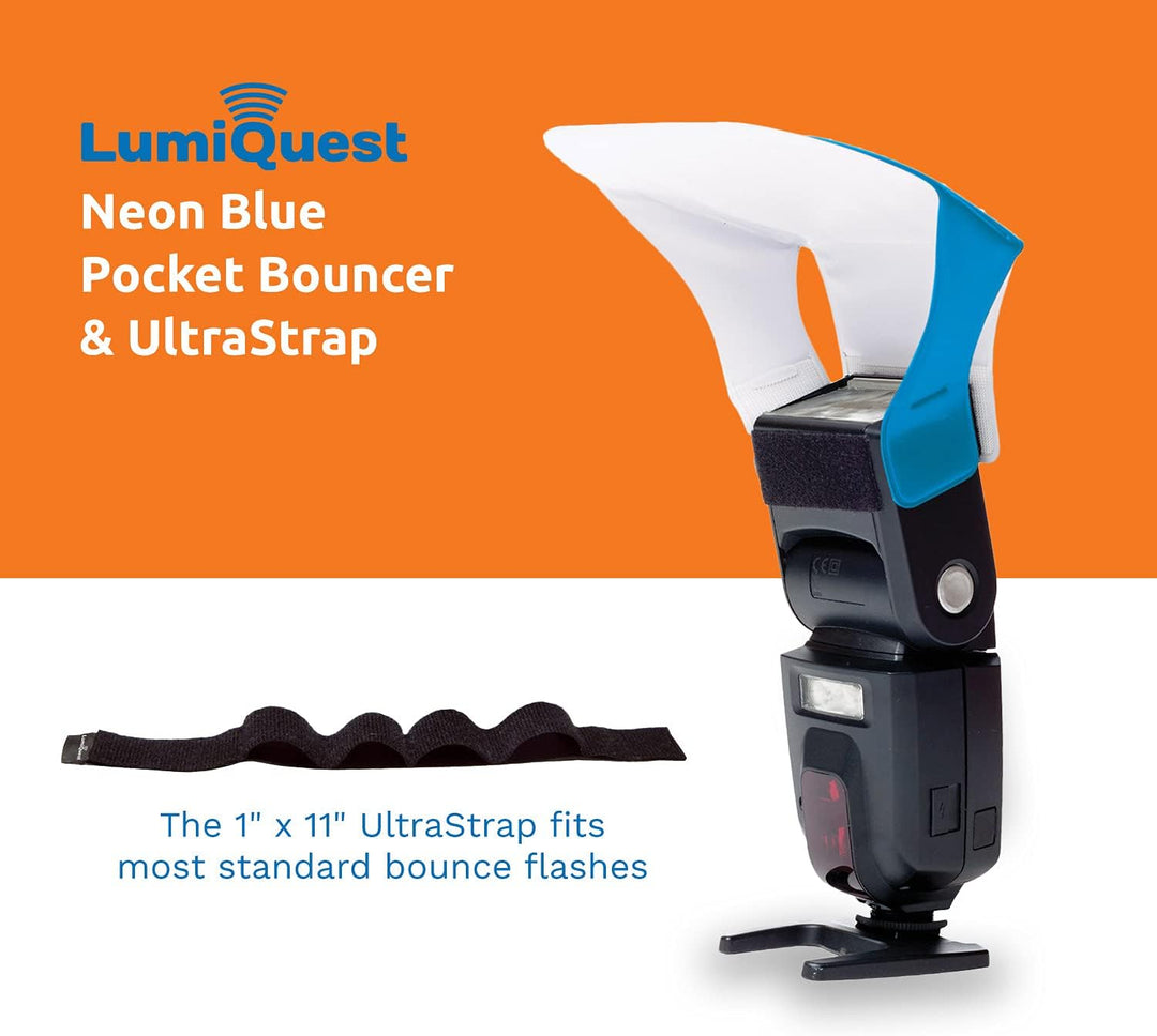 LumiQuest Flash Pocket Bouncer,  Flash Diffuser with UltraStrap Bundle, Universal Classic Design for