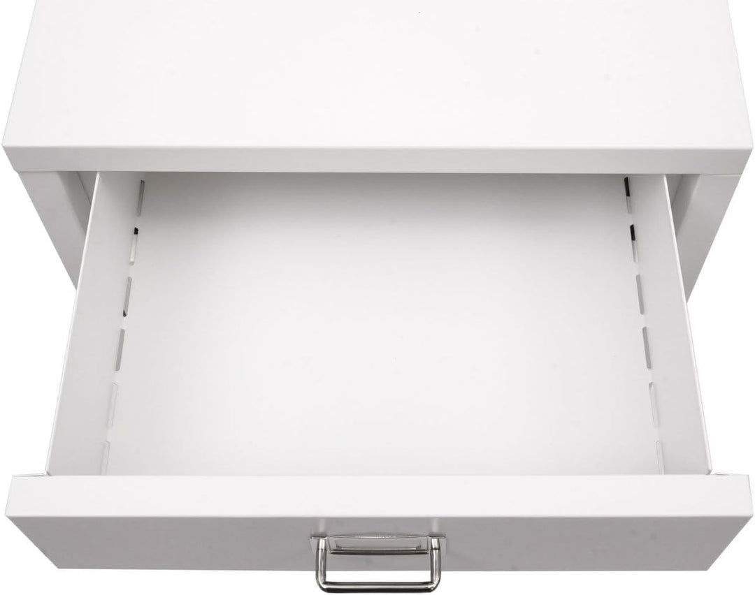 PROREGAL Rollcontainer, HxBxT 115x40x41 cm, Metall 8 Schubladen, Weiss, Schubladenschrank Stahlschra