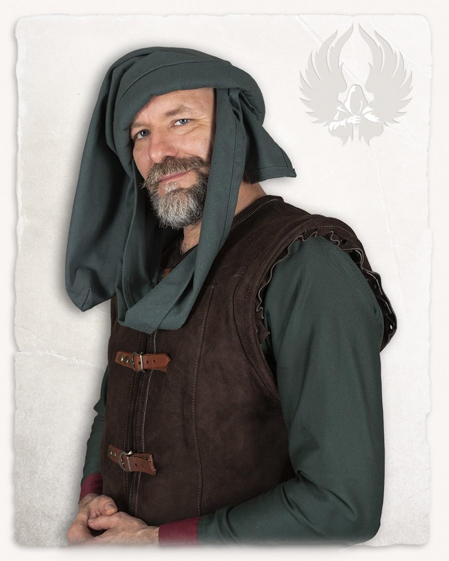 MYTHOLON Rafael Chaperon, Canvas, schwarz, L, Mittelalter Kopfbedeckung, Gugel, Haube Schwarz L, Sch