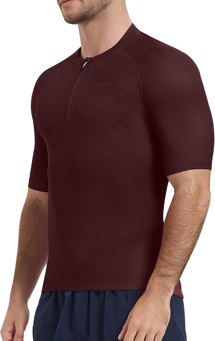 Santic Radtrikot Herren Kurzarm Fahrradtrikot Herren Fahrradshirt Radshirt Kurzarm Sommer mit Tasche