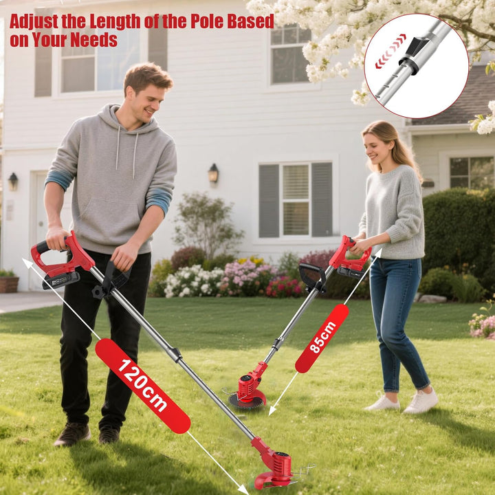 Bamse Rasentrimmer mit Akku – Akku Rasentrimmer, 11000 U/min, 2x2000mAh, Teleskopgriff 85–120cm, 2 S