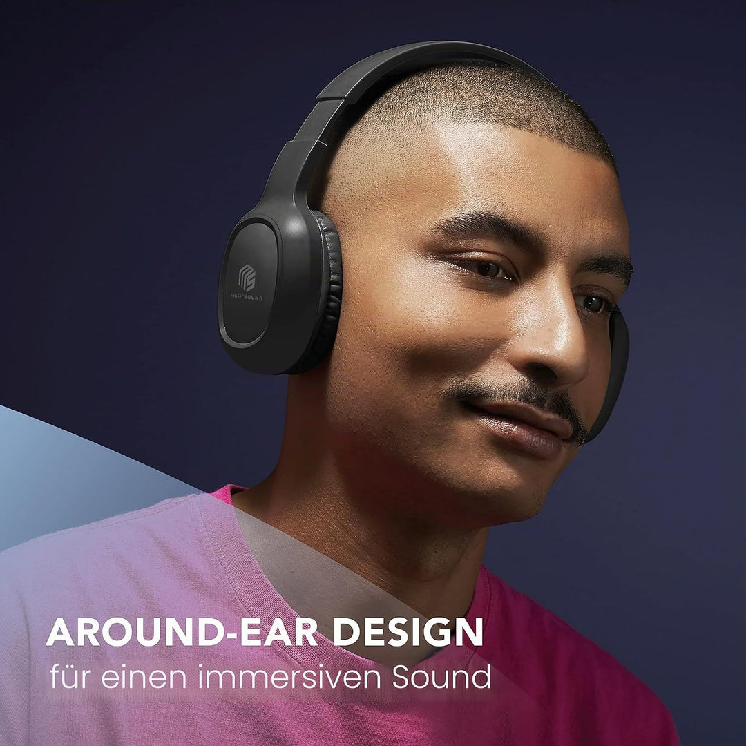 Music Sound | Bluetooth Kopfhörer Basic | Ohrmuschel-Bluetooth-Kopfhörer mit Ausziehbarem Kopfband –