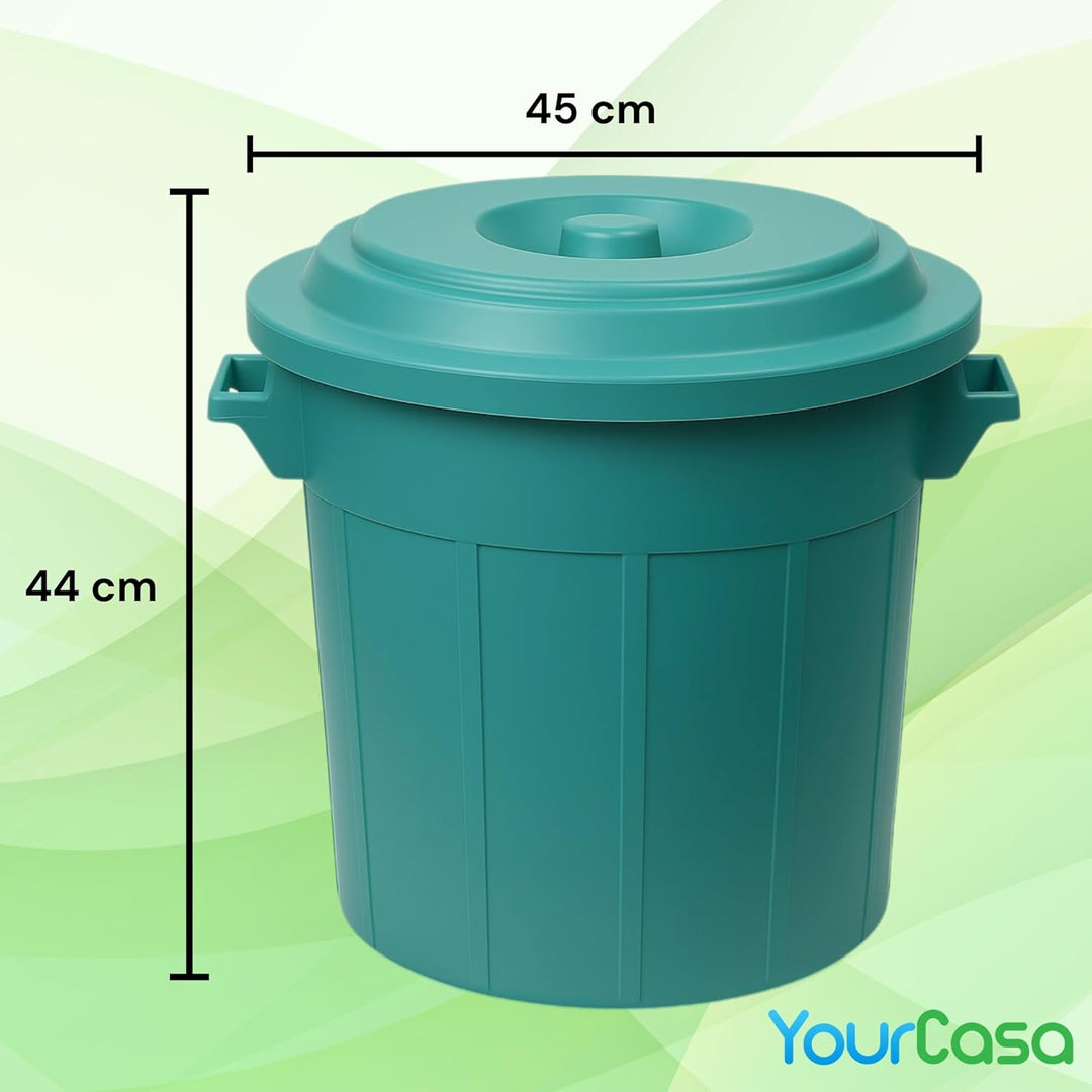 YourCasa Mülltonne 2 x 50L - Mülleimer mit Deckel - Tonne mit Trageriffen für Garten - Futtertonne o