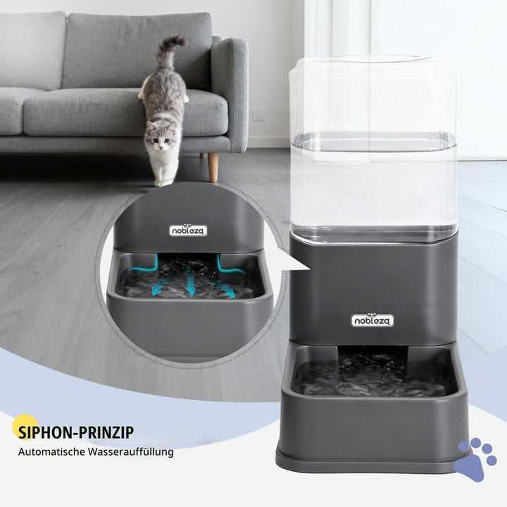 Nobleza Wasserspender Futterspender für Katze und Hund， 3.8L Automatischer Trockenfutterspender Wass