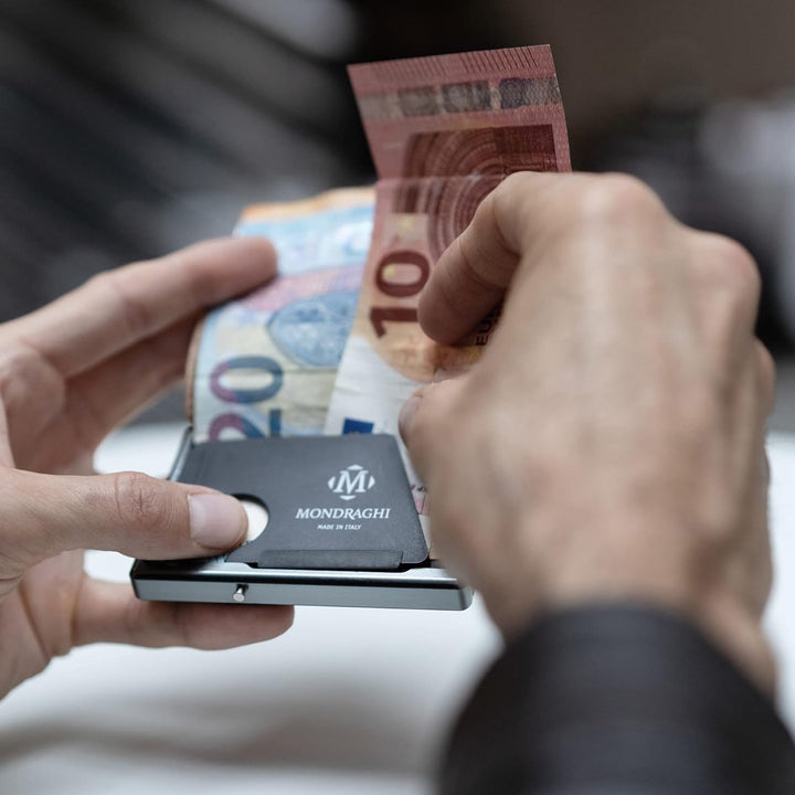MONDRAGHI® Mini-Wallet. Ultraleichte Geldbörse mit Narbenleder. Kleiner Geldbeutel mit RFID-Schutz-C
