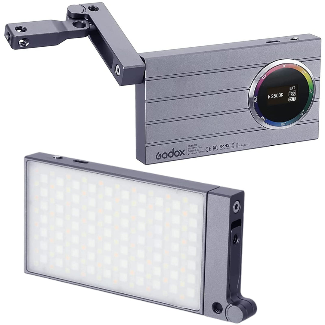Godox M1 RGB LED-Videoleuchte, Vollfarbige Videolichter auf der Kamera mit Musikmodus, wiederaufladb