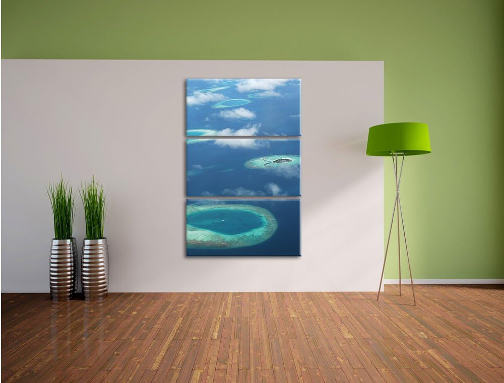 Pixxprint Trauminsel im Meer 3-Teiler Leinwandbild 120x80 Bild auf Leinwand