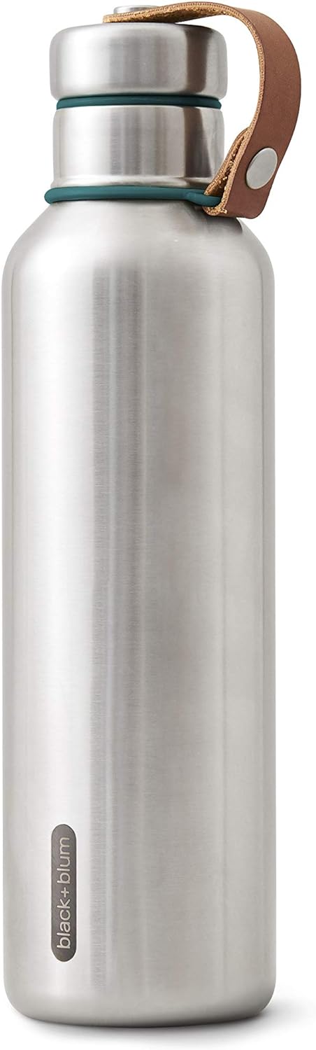 black+blum Isolierte Wasserflasche Gross - Ozean, 750 ml Thermoflasche, Edelstahl/VeganLeder, L, 2 7