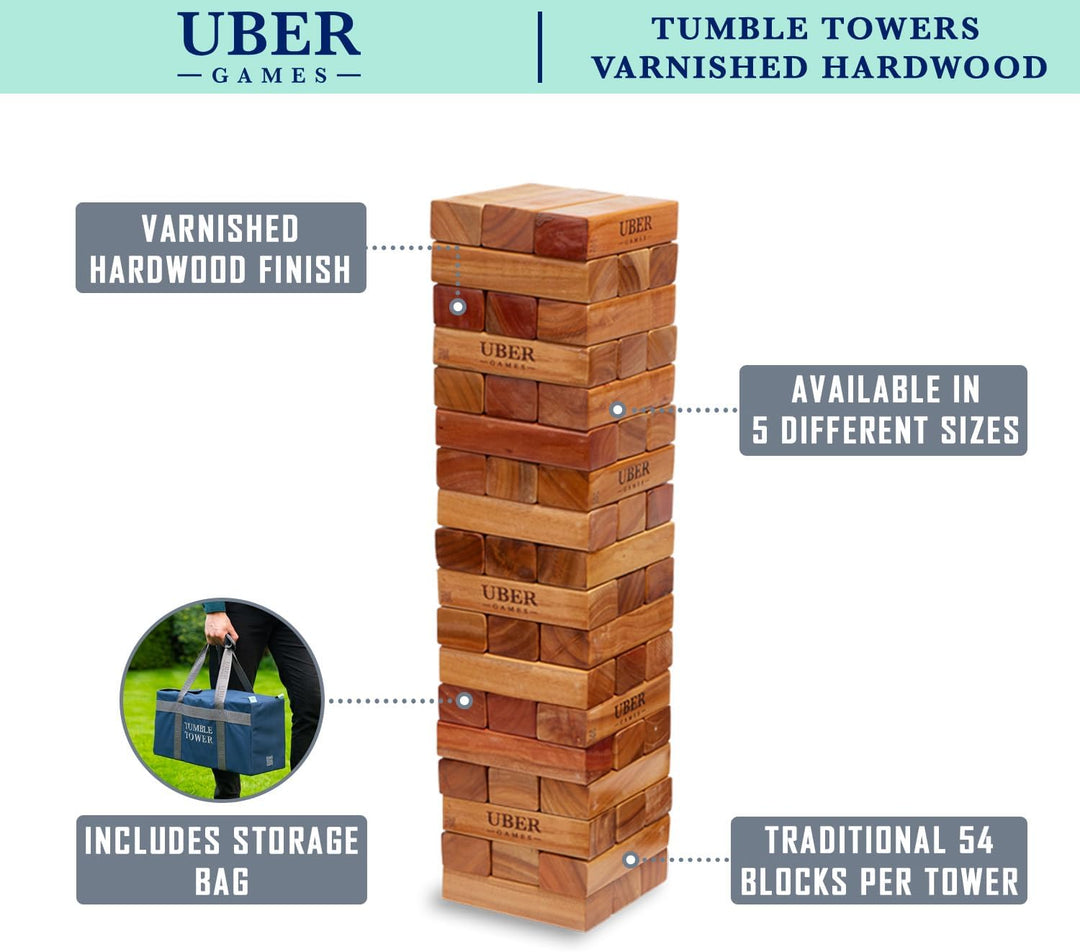 Ubergames Riesen Wackelturm XXL Spiel - 22kg bis 150 cm Gross - India ökologisch Hartholz - Handgefe