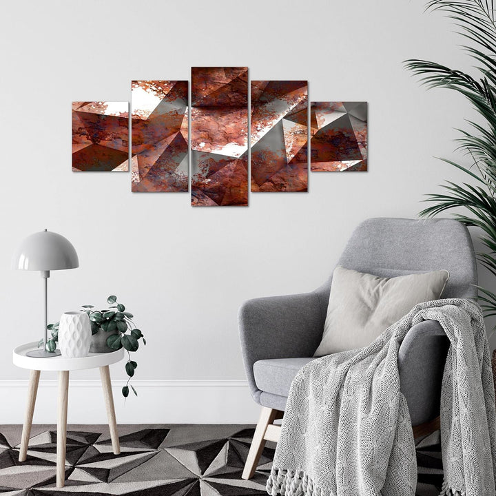 Runa Art Wandbilder 3D Effekt 5 Teilig Bild auf Vlies Leinwand Deko Wohnzimmer Abstrakt Illusion Bra