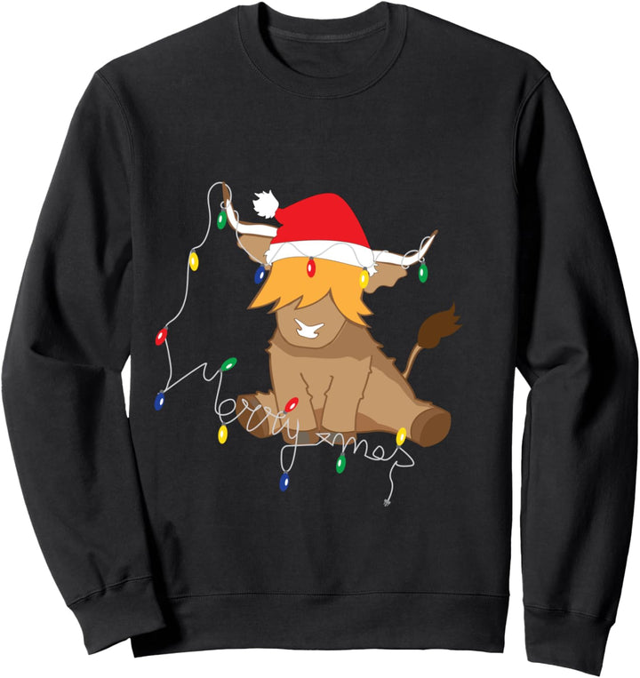 Weihnachts ichtgirlande Schottisches Hochlandrind Sweatshirt