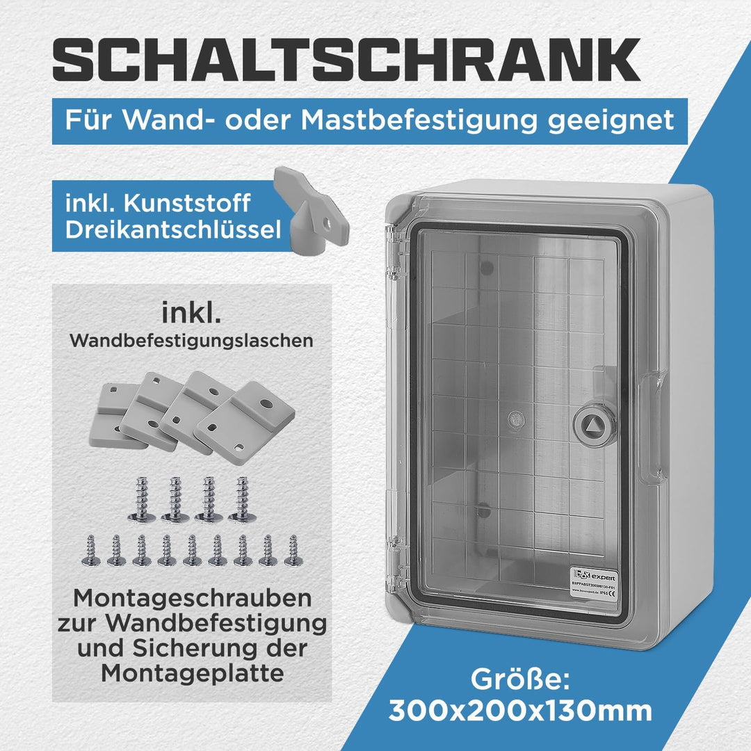BOXEXPERT® Verteilerkasten aussen wasserdicht [ABS Kunststoff IP65 Gehäuse inkl. Sichttür] grau (Ser