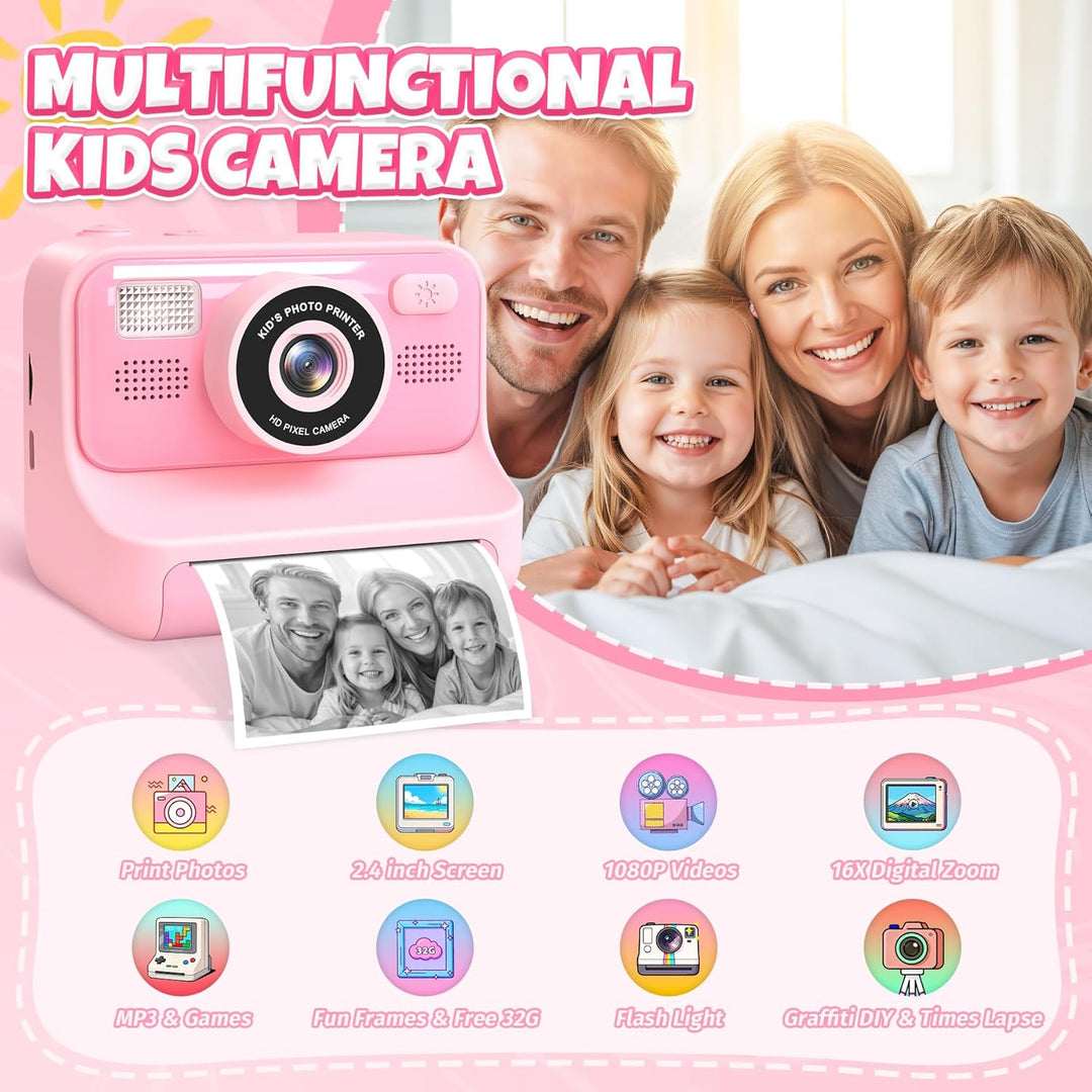 Gontence Kinderkamera, Digitalkamera Kinder, 2.0" Bildschirm Kinder Kamera SD Karte 32GB | 1080p HD