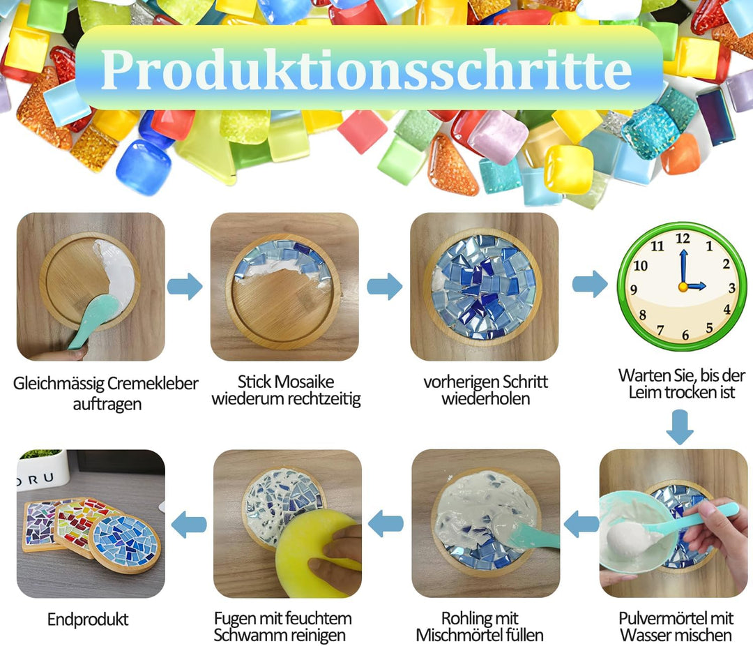 AiYoYo 3 Stück Mosaik Untersetzer DIY Bastelset Geschenke für Erwachsene Kreatives Basteln Geburtsta