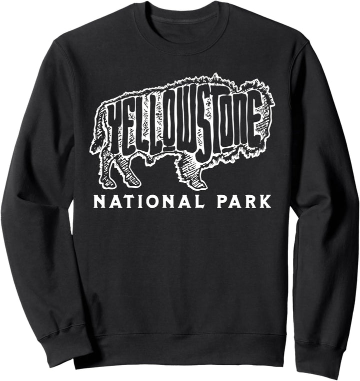Yellowstone Sketched Bison Lettering & Typography Minimalist Sweatshirt