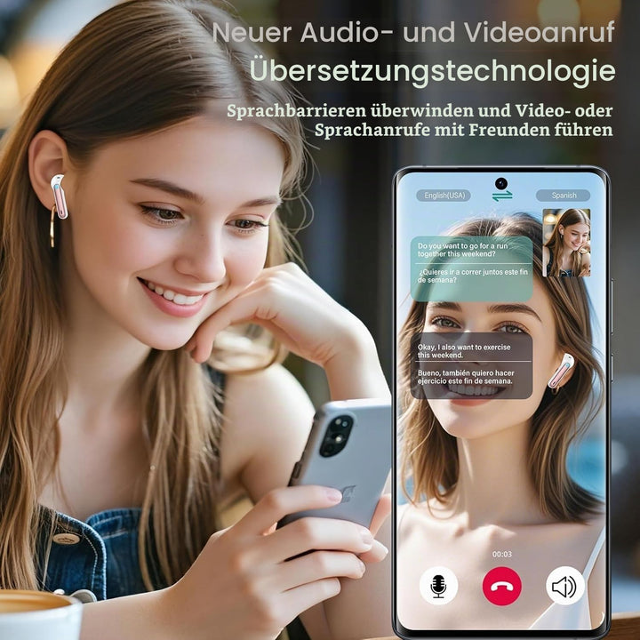 AI Kopfhörer Übersetzer, 3-in-1Bluetooth 5.3 Echtzeit Sprachübersetzer Kopfhörer mit 164 Sprachen/6