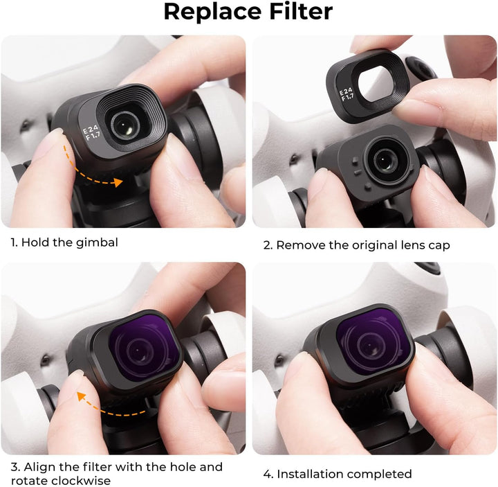 K&F Concept Mini 4 Pro ND Filterset, 4 Stück ND8, ND16, ND32, ND64 Filter Kompatibel mit DJI Mini 4