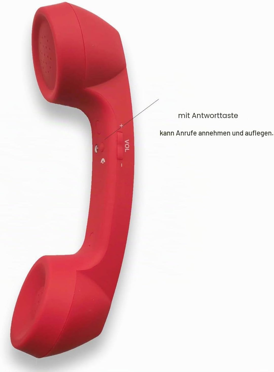 kabellose Retro-Telefonhörer Kopfhörer Bluetooth für EIN Handy mit bequemem Anruf,rot, Rot
