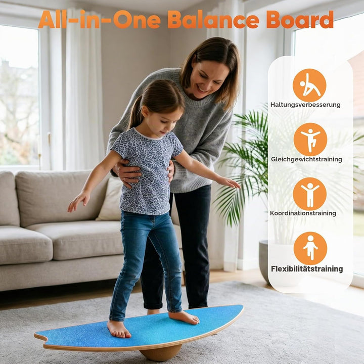 Balance Board für Erwachsene - Gleichgewichtstraining &amp; Core Training für Heimtraining, Holz Wobble